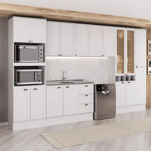 Armário de Cozinha Completa com Balcão Milla Domus Carraro Branco