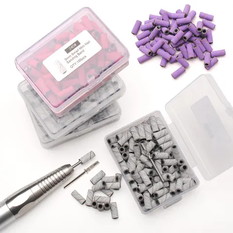 100 pçs 3.1mm mini lixa bandas kits prego brocas mandril conjuntos de acessórios manicure elétrica ferramenta removedor pele morta