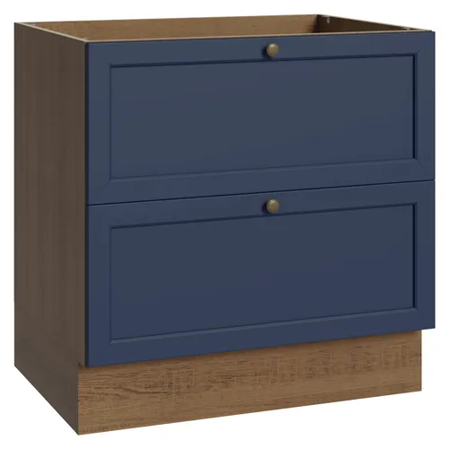Balcão de Cozinha 80 x 60 cm 2 Gavetas (Sem Tampo) Rustic/Azul Vik Madesa