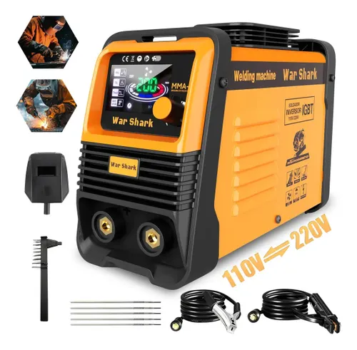 Máquina de Solda Inversora Portatil War Shark Bivolt 110v/220v Mma Tig Amarelo