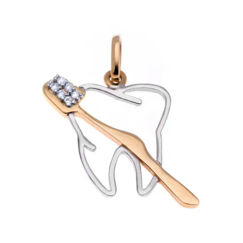 Pingente Odonto com 6 Diamantes em Ouro 18K