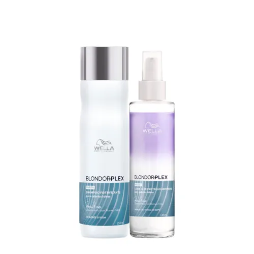 Kit Wella Professionals BlondorPlex Shampoo e Leave-in Bifásico 2 Produtos