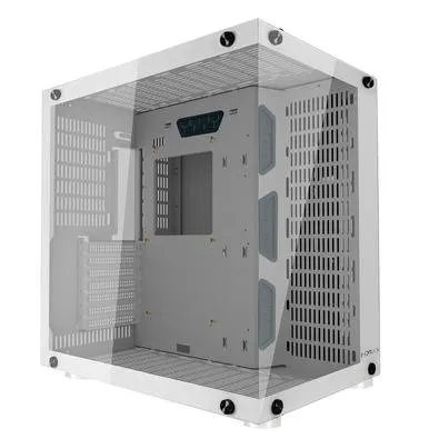 Gabinete Gamer Hyrax HGB700, ATX, Mid Tower, Frontal e Lateral em Vidro Temperado, Sem FANs, Branco - HGB700W