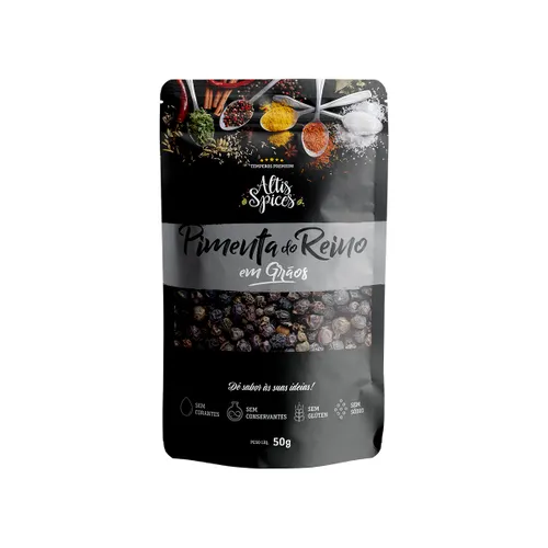 Pimenta do Reino Altis Spices 50g em Grãos Stand Up Pouch com Ziper