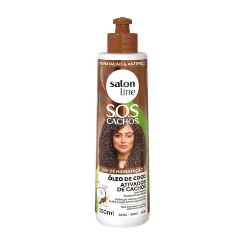 Ativador de Cachos Salon Line SOS Cachos Oleo de Coco para Cabelo Cacheado 300 ml