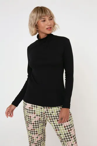 Blusa Canelada Básica Manga Longa Preta