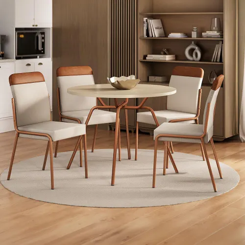Conjunto Sala de Jantar 4 Cadeiras Georgia Carraro Off Rosê