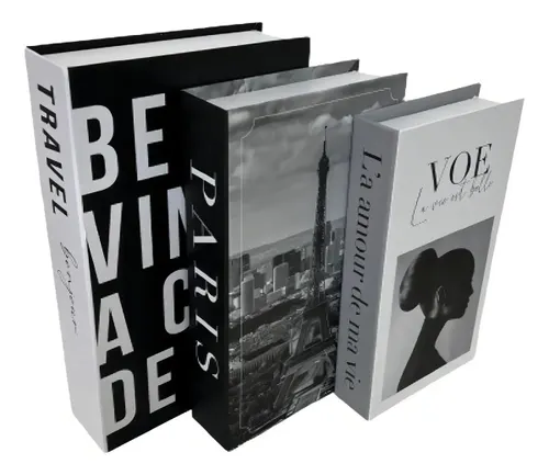 Conjunto de Caixa Livros Decorativo - Paris - Porta Objetos