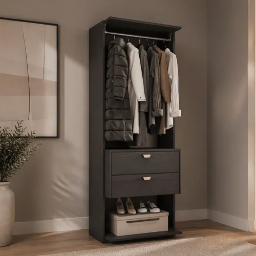 Closet Aberto 2 Gavetas Alasca Preto Touch Carraro
