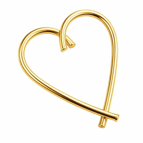Pingente Coração em Fio Oco 3 cm em Ouro 18K