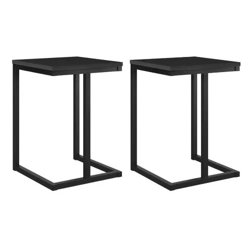 Conjunto 2 Banquetas Sala de Jantar Tubo Preto Madeirado Preto