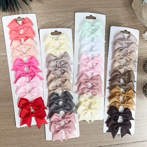 10 pçs/set cor sólida crianças arcos grampos de cabelo para meninas do bebê artesanal fita bowknot hairpin presilhas ano novo acessórios para o cabelo