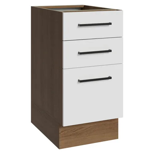 Balcão Madesa Agata 40 x 60 cm 3 Gavetas (Sem Tampo) Rustic/Branco