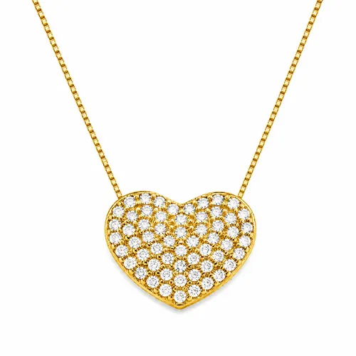 Colar Coração Galeria com 58 Diamantes em Ouro 18K