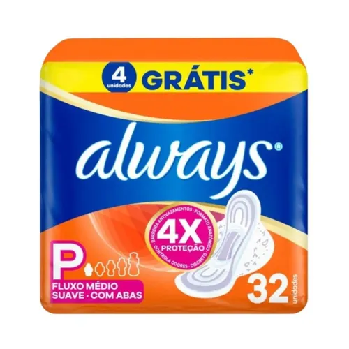 Absorvente Externo Super Proteção Suave com Abas Fluxo Moderado Always