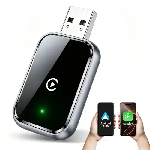 Adaptador sem Fio para CarPlay e Android Auto, Bluetooth 5.1 com USB Plug and Play para iOS 10+ e Android 11+