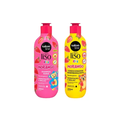 Kit Salon Line Meu Liso kids Morango Shampoo e Condicionador
