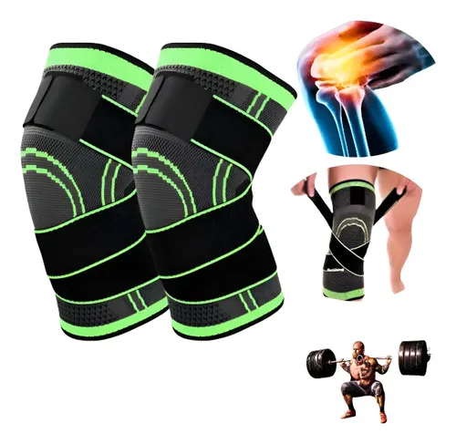 Kit 2 Joelheiras Esportivas Redfin de Compressão em Neoprene para Academia Treino Corrida Musculação Esportes Suporte e Proteção Confortável Ajustável Preto e Verde