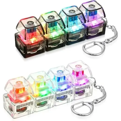 Chaveiro de Teclado LED, Brinquedo Sensorial Antiestresse, Clicker de Cristal, Gadget Fidget para Adultos e Crianças