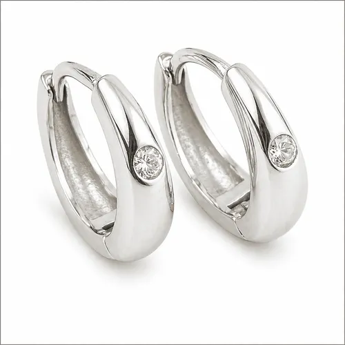 Brinco 1,3 cm Prata Argola Lisa com Zircônias