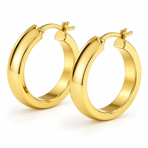 Brinco Argola Abaulada em Ouro 18k