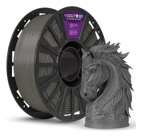 Filamento PLA Grafite Velvet Aveludado 1Kg Voolt3D Premium Alta Velocidade High Speed para Imprimir Peças 3D Acabamento Aveludado Modelos Enfeites e Decoração Nacional