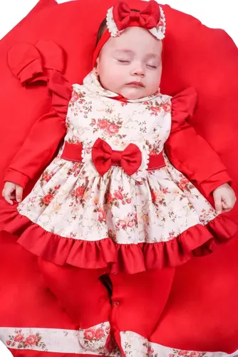 Saida de Maternidade Menina 5 Charmosa Vermelha Vermelho 0-1 M