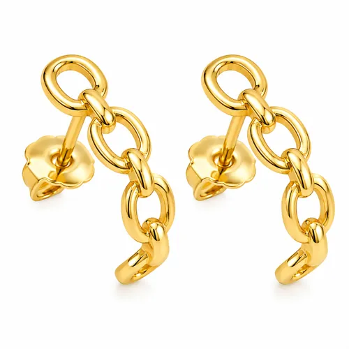 Brinco Argola 1,5 cm com 4 Elos Vazados em Ouro 18K