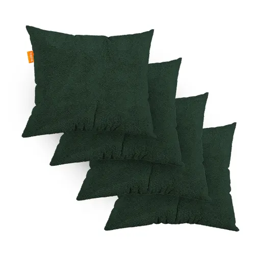 Kit 4 Almofadas Tecido Bouclé - Cor Verde Musgo - 45x45cm
