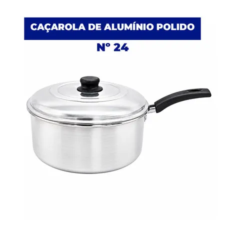 Caçarola de Alumínio Nº 24 | Com Cabo | 5L | Polido | Fabricação Própria