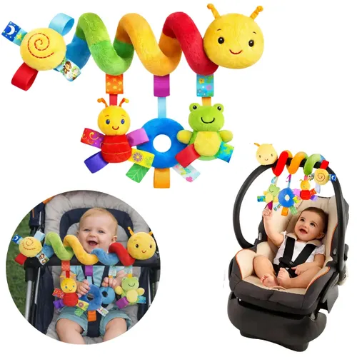 Móbile Centopeia em Espiral Bebe para Carrinho, Berço com Chocalho Multisensorial 1ª Infância Bebê Conforto Marca D Dose