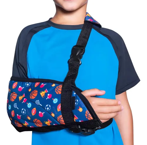 Tipóia Ortopédica Infantil Bilateral Ombro Braço Kestal Cor Azul Tamanho M 32 - 34cm