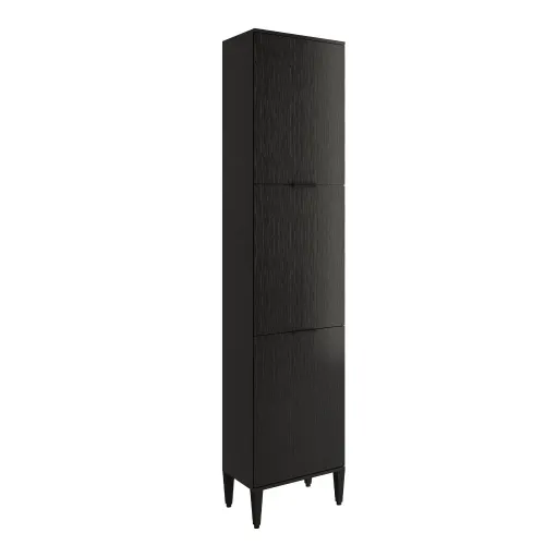 Paneleiro Miami 3 Portas 5 Prateleiras Carraro Preto Touch