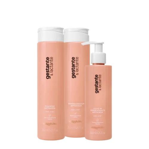 Kit Tratamento Antiqueda Gestante e Lactante Acquaflora Shampoo Condicionador Leave-in 700ml