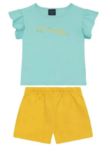 Conjunto para Menina Blusa com Babados e Short (Azul Claro) Guloseima