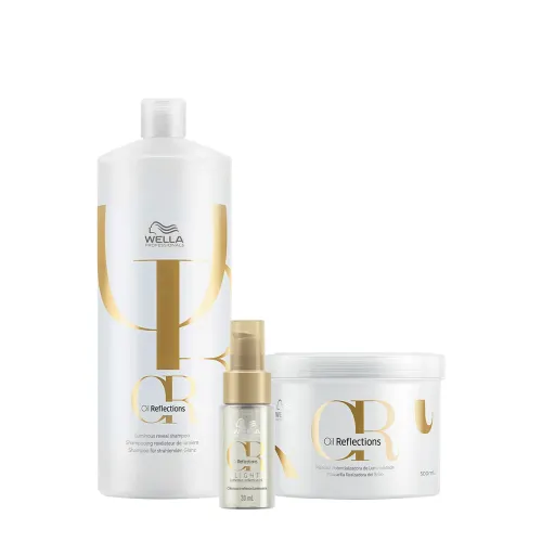 Kit Wella Professionals Oil Reflections Shampoo 1L Máscara 500ml e Óleo 30ml