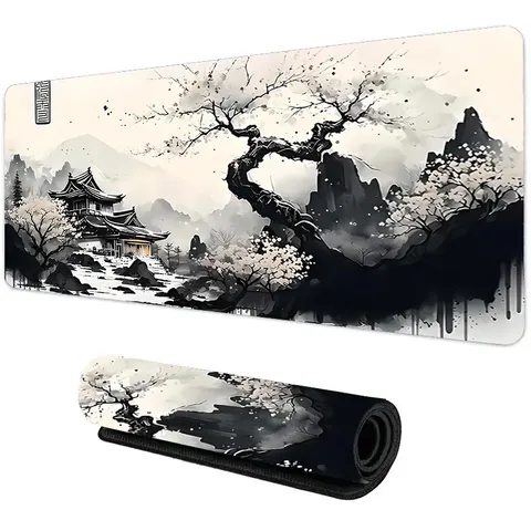 Mouse Pad Paisagem Sakura Acessórios de Mesa Tapete Gamer XXL para Teclado 1000x500x3MM Tapete de Mesa para Escritório Tapetes de Mouse para Jogos