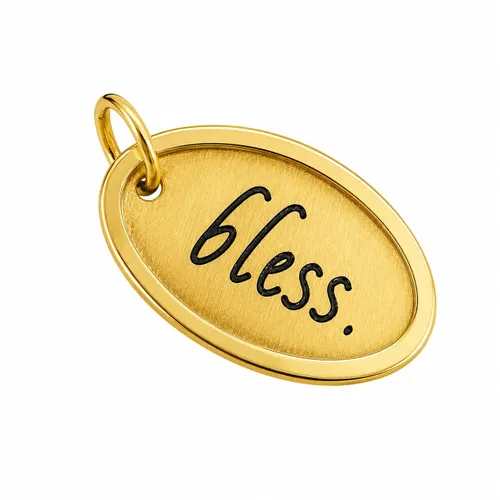 Pingente Placa Oval Bless 1,8 cm em Ouro 18K