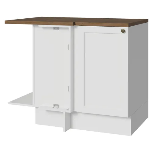 Balcão de Canto para Linha de 60 cm Profundidade (Com Tampo) Branco/Rustic Vik Madesa