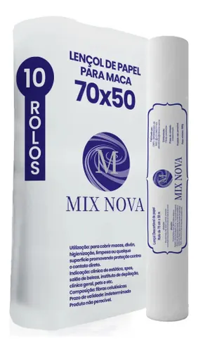 Lençol de Papel Descartável para Maca Modelo 70x50 Cx 10 rolos Mix Nova