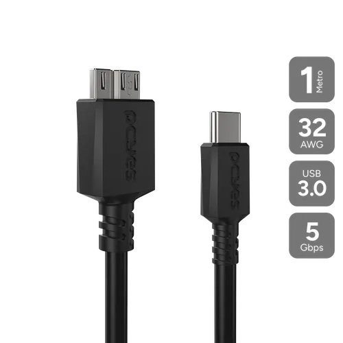 Cabo PCYES USB-C para Micro USB 3.0 1M 5Gbps 3A P3UCMBP-1