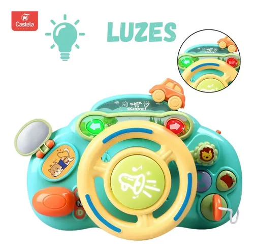Volante Interativo Musical para Bebê com Luz e Som de Buzina