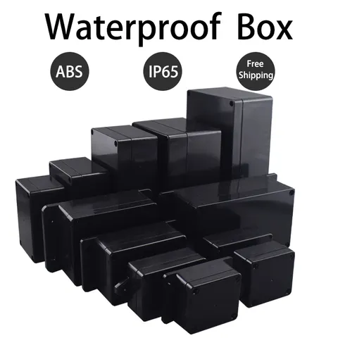 Abs caixa à prova dwaterproof água habitação eletrônica caso seguro caixas de plástico preto caixa de junção de fio organizador de plástico ip67 à prova dip67 água gabinete