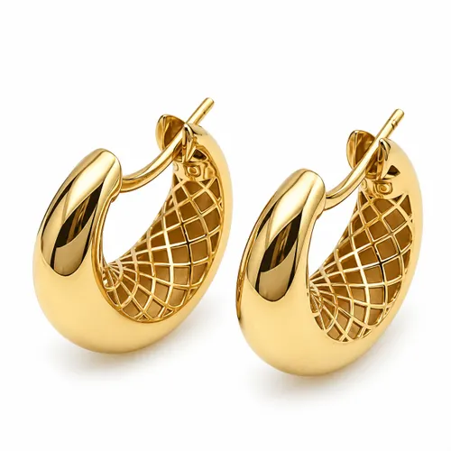Brinco 1,5 cm Argola Canoa em Ouro 18K
