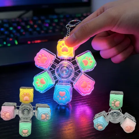 Chaveiro de Teclado Mecânico com Formato de Pata de Gato, Fidget Spinner, Brinquedo Antiestresse Portátil para Escritório, Presente para Aliviar a Ansiedade