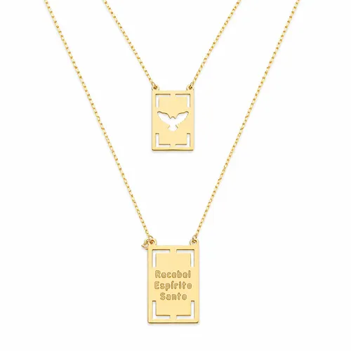 Escapulário 60cm Veneziana Divino em Ouro 18K