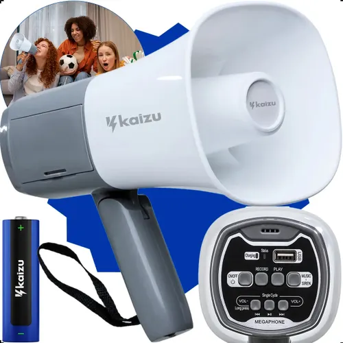 Megafone de Mão Kaizu Profissional 20W com Gravador e Sirene USB