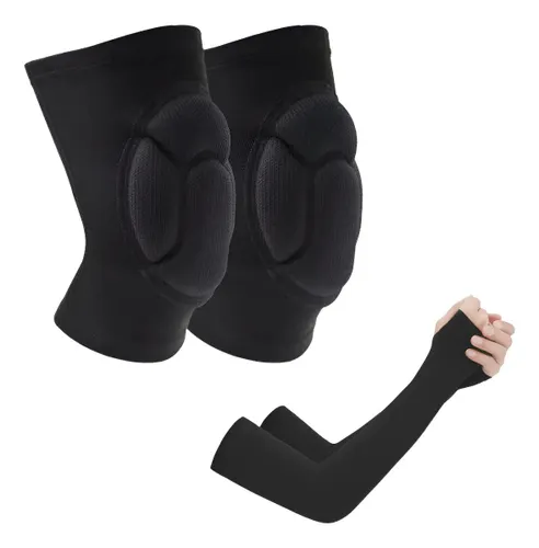 Joelheira Esportiva Anti-Impacto Preta com Manguito UV Tamanho Único