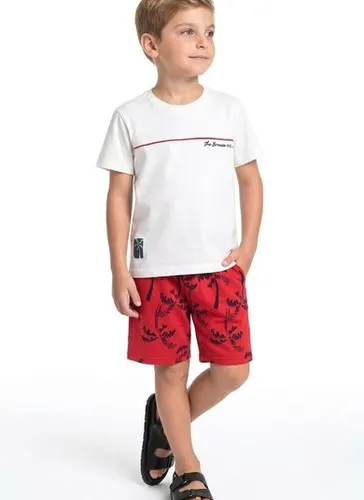 Conjunto com Camiseta e Bermuda Tropical para Menino (Off White) Bee Loop