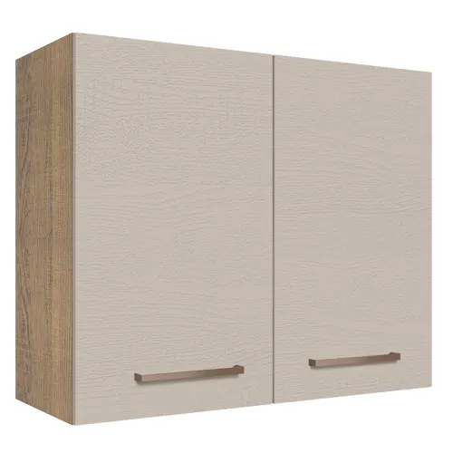 Armário Aéreo 80 cm 2 Portas Rustic/Crema Agata Madesa